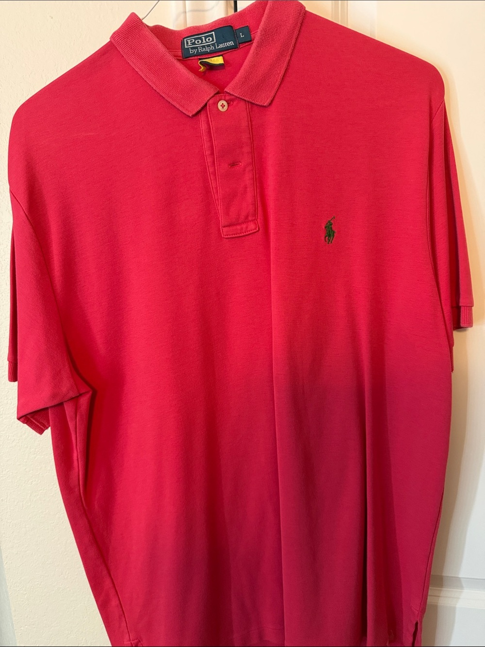 Polo by Ralph Lauren Men's Pink Short-Sleeve Polo with Green Pony